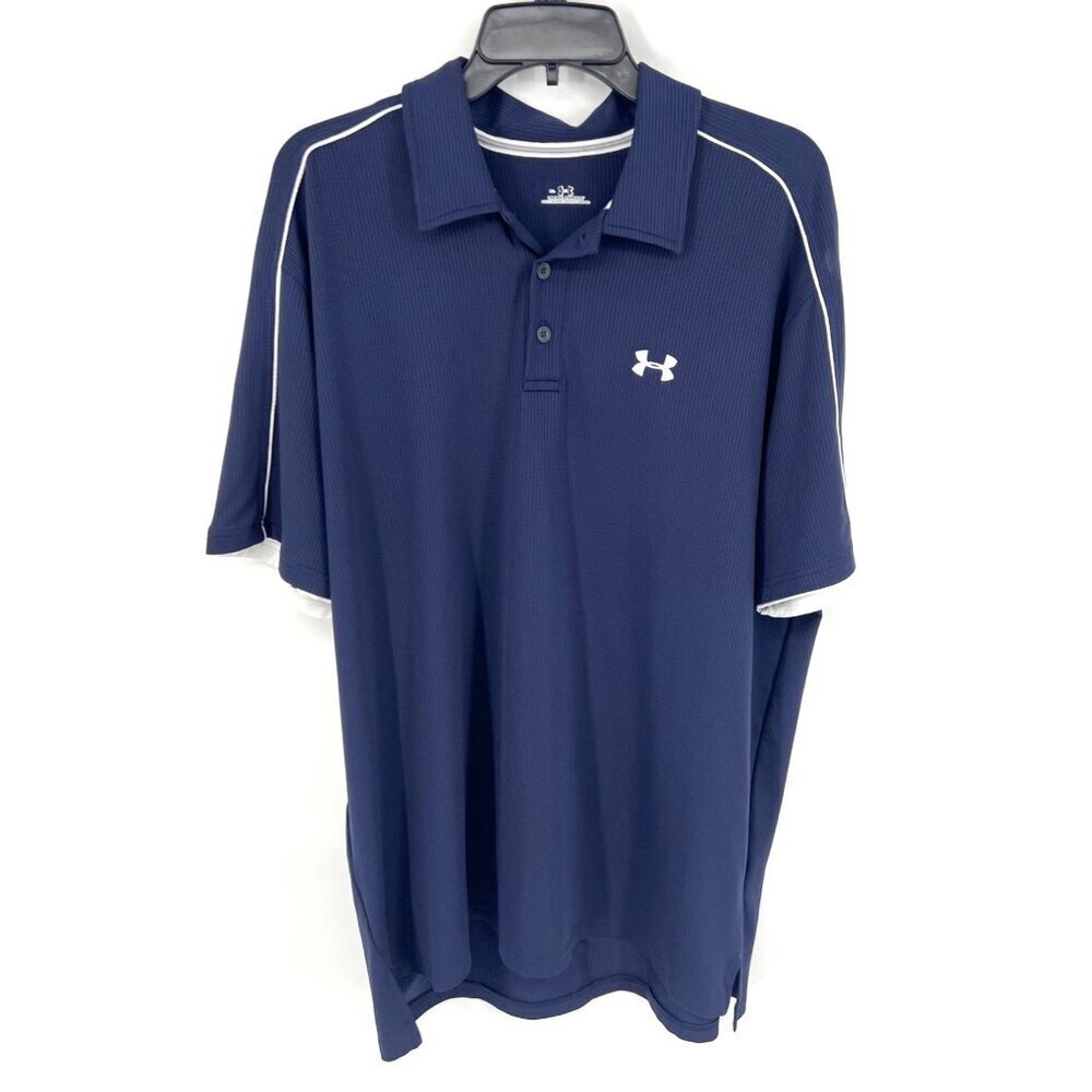 Under Armour Mens Moisture Wicking Breathable Polo Blue Size XL Athletic Preppy